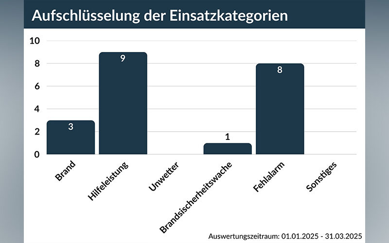 Balkendiagramm mit Einsatzaufschlüsselung