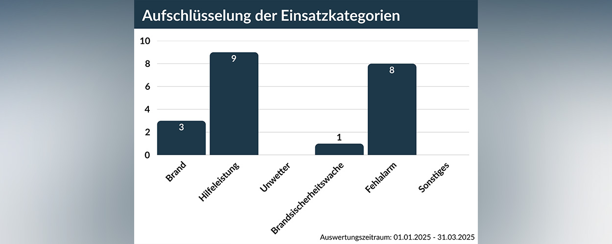 Balkendiagramm mit Einsatzaufschlüsselung