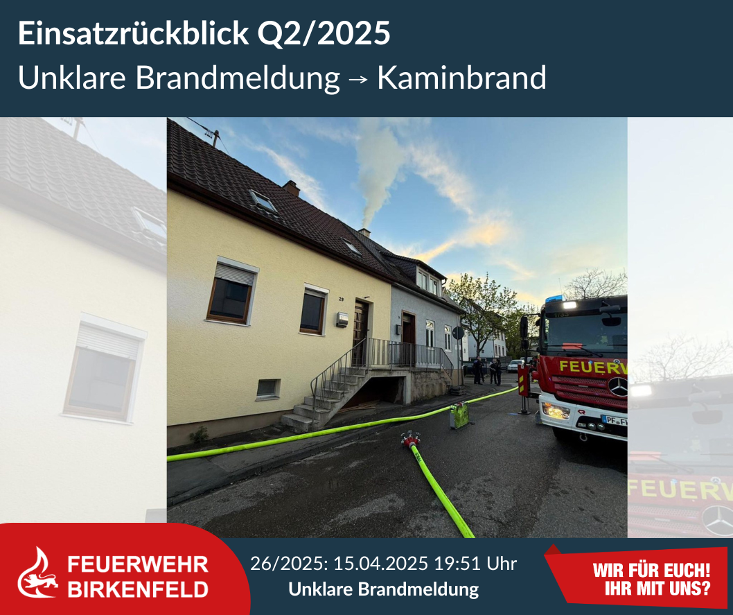 Bild von der Einsatzstelle: Haus mit Feuerwehrfahrzeug davor